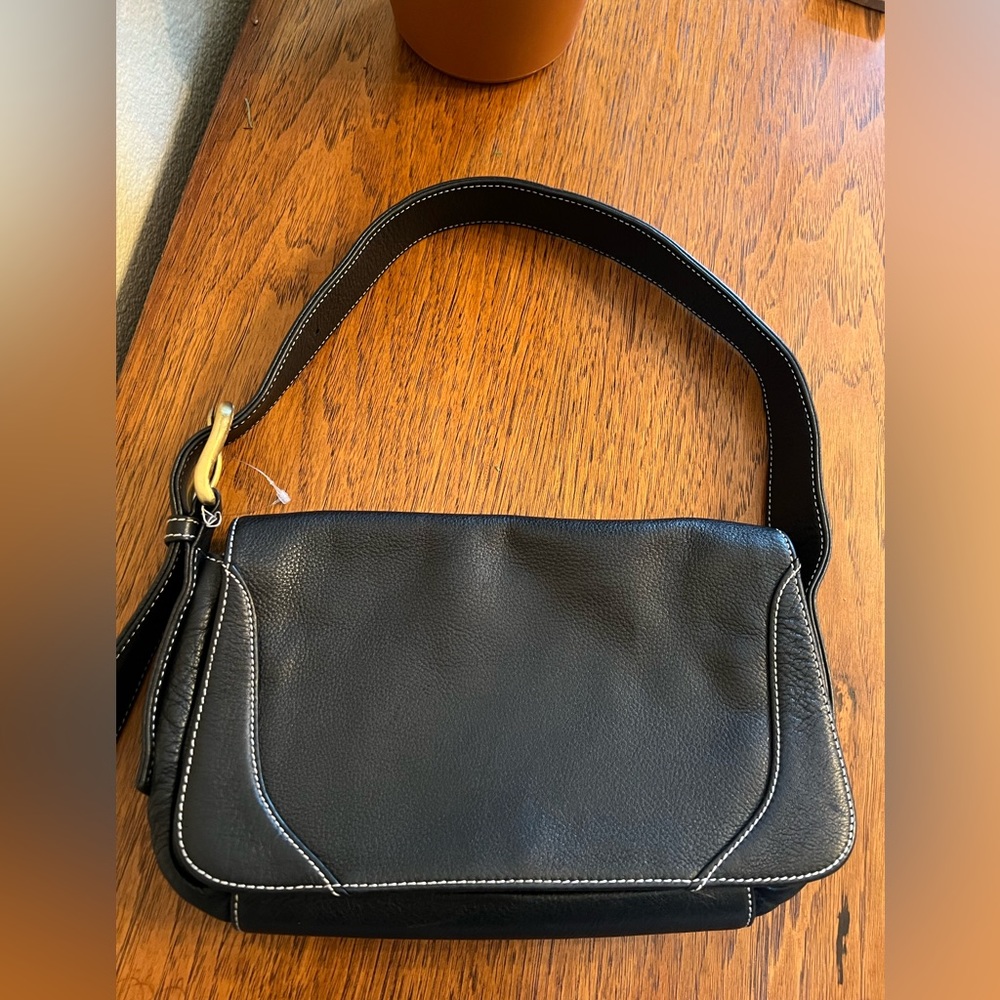 Mila Paoli genuine leather black handbag.